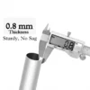 0.8 mm thick curtain pole Close-up of metal curtain rod pole with highlighted text: '0.8mm thickness, sturdy and nos sag' - showcasing durable construction for long-lasting performance
