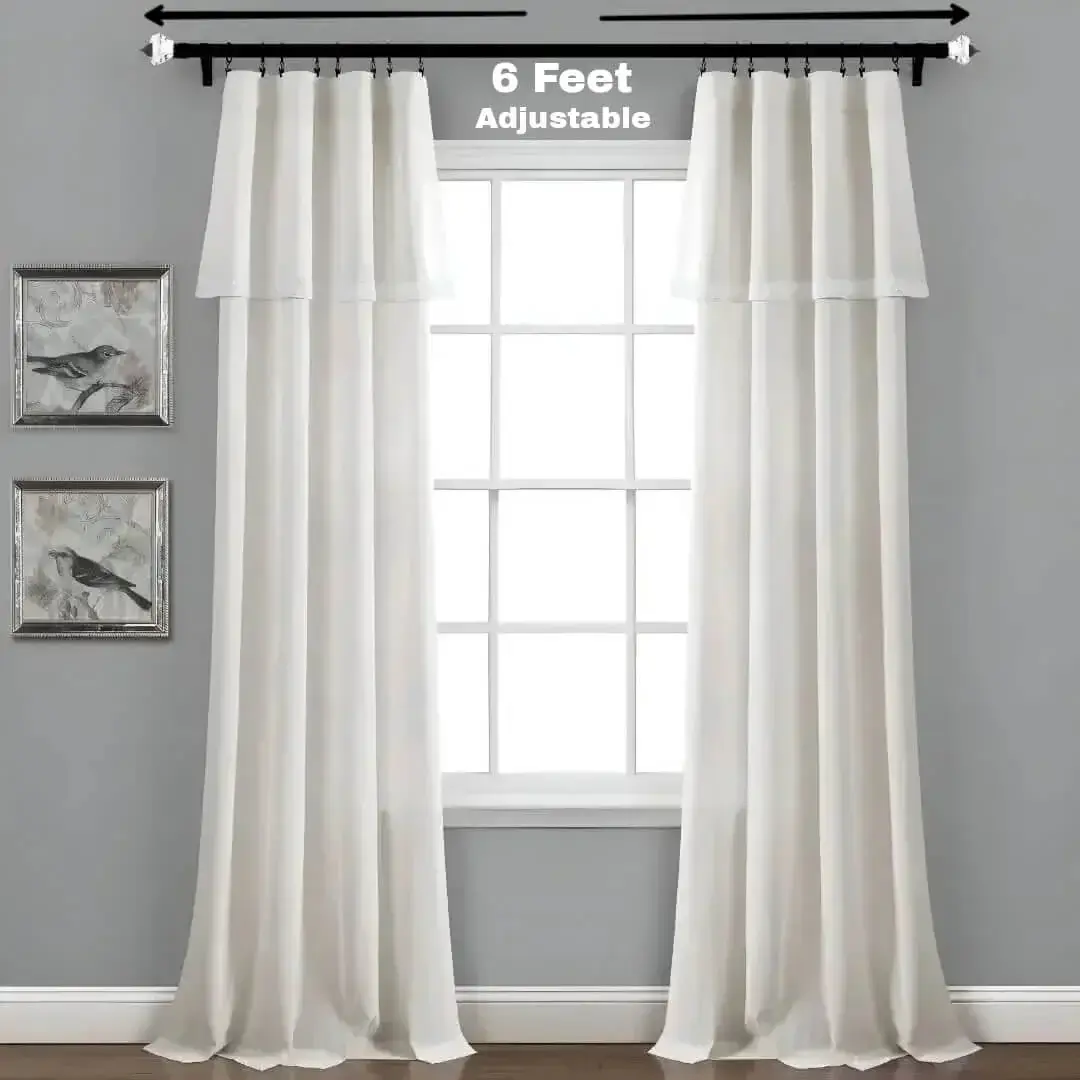 adjustable curtain rod for window adjustable curtain rod for window - black crystal curtain rod holding a beautiful white curtain on a living room window.
