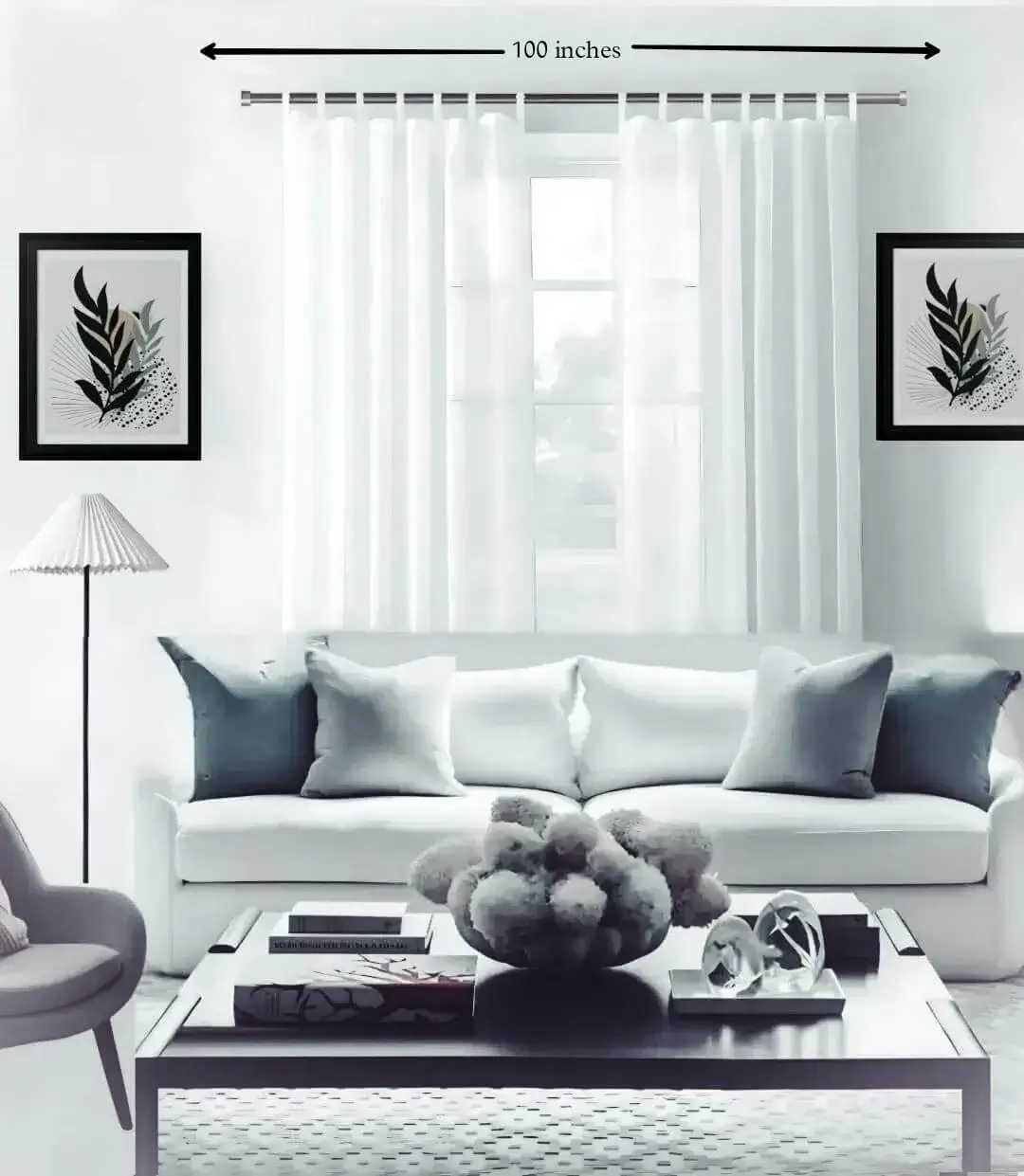 curtain pole for living room curtain pole for living room - Stylish living room with flowing curtains on a adjustable curtain rod, paired with a cozy sofa set, vibrant cushions, and wall paintings—creating a chic, inviting ambiance.