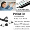 adjustable curtain pole adjustable curtain pole - DIY girl installing curtain rods with a drill—text highlights ‘Perfect for DIY enthusiasts, Apartments, renters, kids room, girls room, nursery, cafe, luxurious living room and bedroom!’ Features smooth telescoping rods, and easily adjustable design so you never worry about inaccurate measurements
