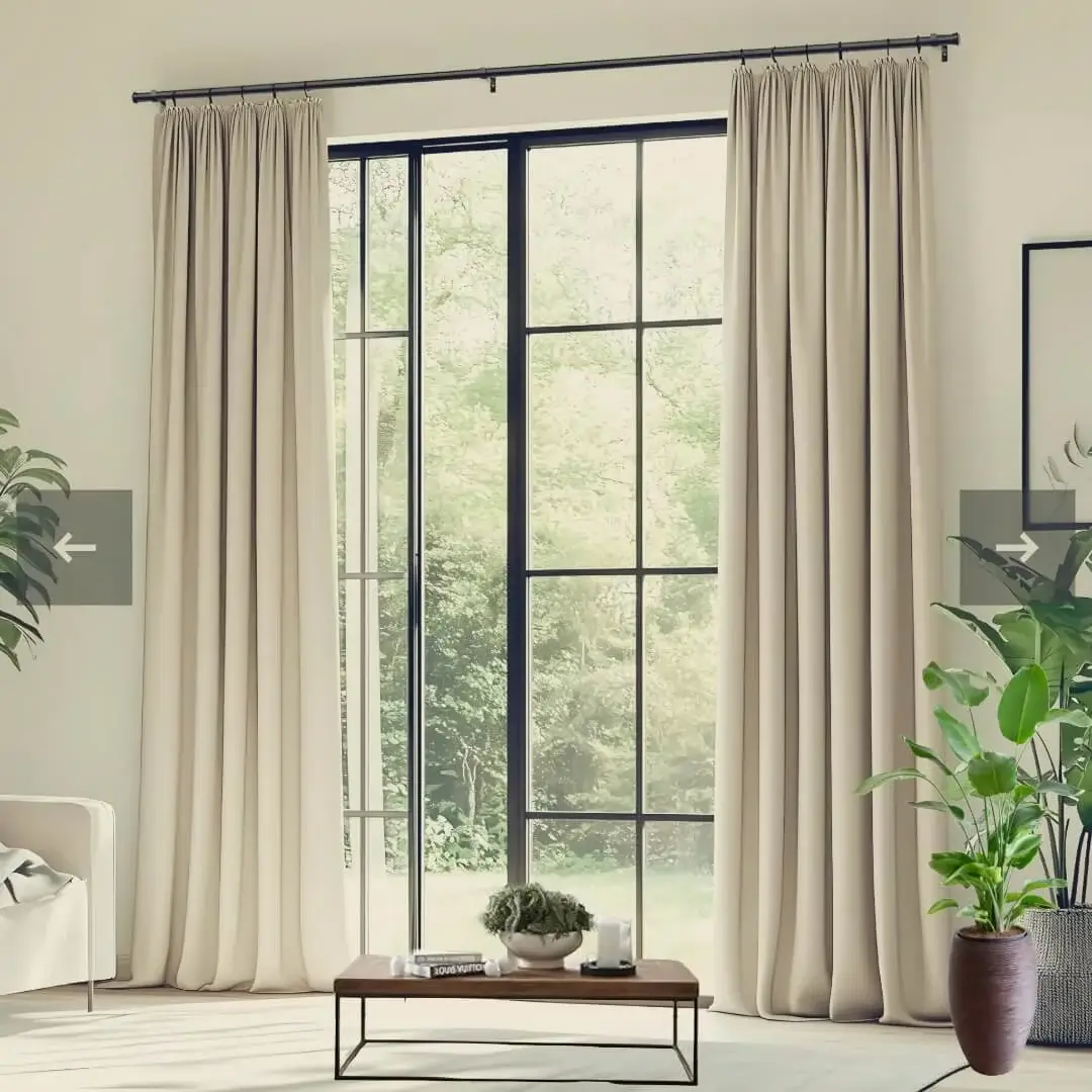 curtain rod for door curtain rod for door - Elegant curtains hanging on a sturdy black curtain rod installed on a balcony doors, showcasing a perfect blend of style and function for indoor-outdoor spaces