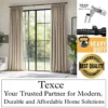 best black curtain rods best black curtain rods - Stylish living room with flowing curtains on a balcony door, hung from a heavy-duty 0.8mm thick curtain rod. Text overlay highlights: 'Best quality guaranteed - Texce, your trusted partner for modern, durable and affordable home solutions