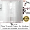 best rose gold curtain rod for living room best rose gold curtain rod for living room - Elegant white sheer curtains hanging on a gold curtain rod with end cap finials. Overlay text highlights: ‘best quality guaranteed—Texce, your trusted partner for modern, durable, and affordable home décor solutions
