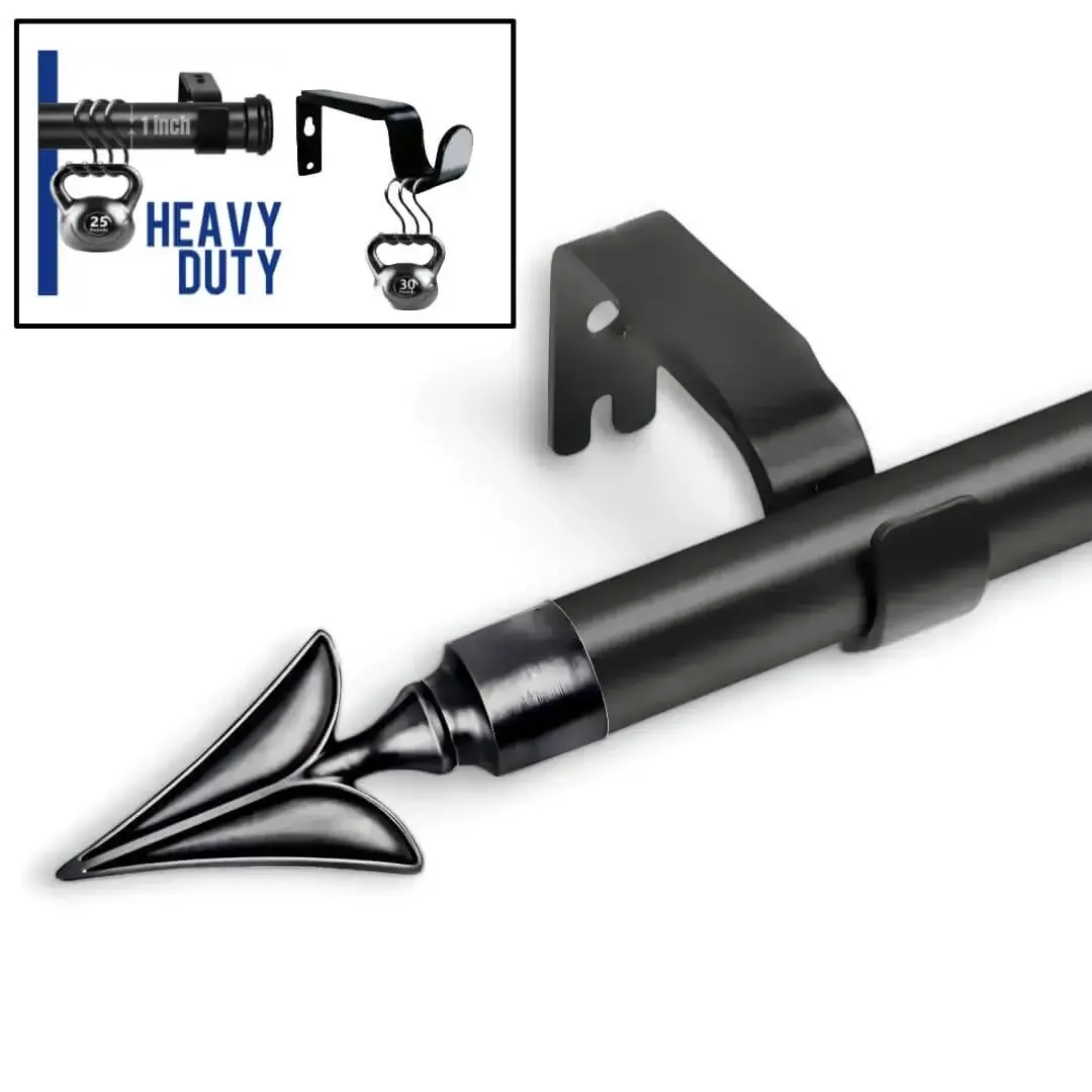 strong curtain rods strong curtain rods - black curtain rod with arrow motif finials, featuring a sturdy bracket, heavy-duty construction, and an easily adjustable mechanism for a perfect fit.