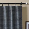 black pole for curtains black pole for curtains, Beautiful grey curtain hanging from a black curtain rod with a crystal finial, showcasing elegant window treatment for a living room or bedroom.