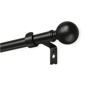 black curtain pole with ball finial