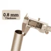 0.8 mm thick curtain pipe Close-up of metal curtain rod pole with highlighted text: '0.8mm thickness, sturdy and no sag' - showcasing durable construction for long-lasting performance
