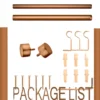 copper curtain rod set 11 foot curtain rod set - showcase, complete curtain pipe set with accessories displayed with all included components: 2 decorative finials, 3 heavy duty brackets, 1 rod, wall anchors, and screws. Text overlay lists the 'Package List,' showcasing everything needed for professional installation.