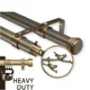 heavy duty antique double curtain rod heavy duty antique double curtain rod - curtain Two-panel close-up: (1) Antique-finish curtain rod with intricate leaf and flower designs (decorative detail), and (2) another rod supporting heavy weights without bending—proving its dual elegance and industrial-strength durability for long-term use