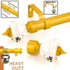 golden adjustable curtain rod golden adjustable curtain rod - Four-panel product showcase: 1) Elegant gold adjustable curtain rod with crystal finial ends for a luxury window treatment. 2) Close-up demonstrating smooth telescoping adjustability with text 'easily adjustable, simple smooth mechanism' for perfect fitting. 3) Heavy-duty curtain bracket supporting significant weight with 'heavy duty' text highlight, emphasizing strength and durability. 3) Heavy duty curtain rods supporting significant weight with 'heavy duty' text highlight, emphasizing strength and durability.