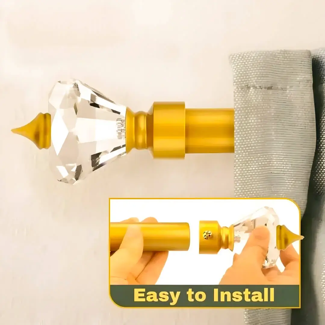 gold curtain pole with crystal finials adjustable curtain rod 12 feet heavy duty