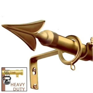gold heavy duty curtain rod - Luxurious gold curtain rod with elegant finish, and (2) gold rod holding 25 lbs of weight—demonstrating its anti-sag, heavy-duty construction for flawless long-term performance