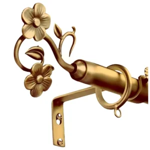 golden curtain rod with flower finial