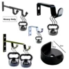 strong curtain brackets curtain brackets design - Assorted curtain bracket types on display: stainless steel single rod brackets, black wall-mount brackets, black double rod brackets, stainless steel double rod brackets, black wall to wall curtain bracket, and matte black double rod brackets—highlighting durability and design variations