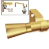 curtain rod with brackets curtain rod with brackets - showcase: 1) Main view of the elegant gold finish curtain rod, 2) Close-up of the rod supporting heavy weight labeled 'Heavy Duty' demonstrating its strength, and 3) Close-up of the gold bracket holding 30 lbs, proving its superior load capacity.