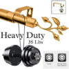 heavy duty rod for curtains heavy duty rod for curtains - Two-panel proof of durability: (1) Gold curtain rod with leaf finial holding 33 lbs (0.8mm thick, 1-inch diameter)—text highlights 'Heavy Duty, Thick and Sturdy'. (2) Matching bracket stress-tested with heavy weights, showcasing unmatched strength. Luxury meets industrial performance