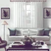 extendable curtain rod for living room extendable curtain rod for living room - Stylish living room with flowing curtains on a 12 feet long rose gold curtain rod installed on a window, paired with a cozy sofa set, vibrant cushions, and wall paintings—creating a chic, inviting ambiance.
