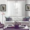 10 feet extendable curtain rod 10 feet extendable curtain rod - Stylish living room with flowing curtains on a adjustable curtain rod 120 inches set pink gold colour, paired with a cozy sofa set, vibrant cushions, and wall paintings—creating a chic, inviting ambiance. Text highlight '120 inches'