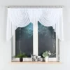 curtain rod for valance curtain rod for valance - Stylish white valance curtains in airy voile fabric, elegantly draped over sleek gray-colour curtain rods to frame a cozy bedroom window. The lightweight sheer material softly filters sunlight, creating a chic and serene ambiance—ideal for modern minimalist interiors