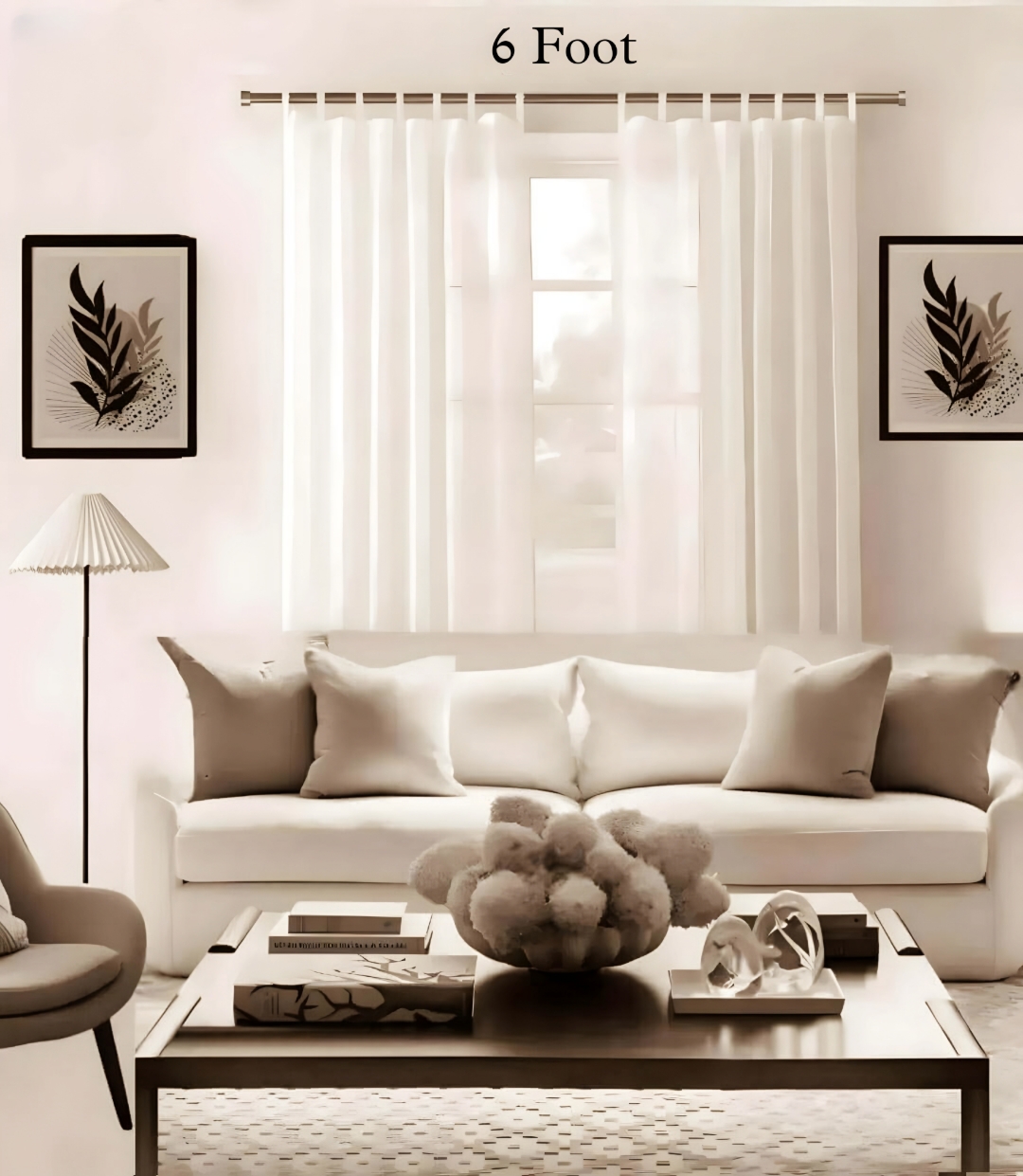 6 foot adjustable curtain rod 6 foot adjustable curtain rod - Stylish living room with flowing grommet curtains on a 6 foot adjustable curtain rod, paired with a cozy sofa set, vibrant cushions, and wall paintings—creating a chic, inviting ambiance
