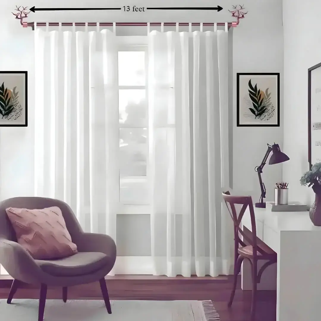 13 feet long curtain rod 13 feet long curtain rod - showcase: Stylish living room with flowing curtains on a gold curtain rod, paired with a single seater, and a table —creating a chic, inviting ambiance