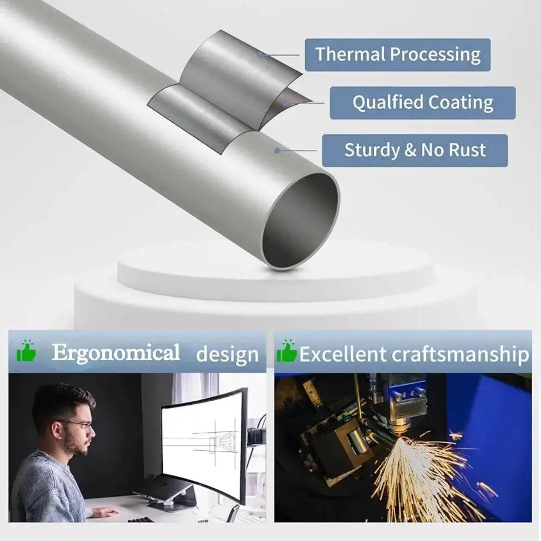 curtain rod that doesn't rust rust proof extendable curtain rod - Close-up of grey curtain rod pole with highlighted text: 'Anti-rust coating, 0.8mm thickness, 1-inch diameter' - showcasing durable construction for long-lasting performance