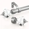 diamond curtain rod diamond curtain rod - Closeup of a grey colour curtain rod with crystal diamond finial end