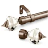 curtain rod with diamond finial Closeup of a brown colour curtain rod with crystal diamond finial end