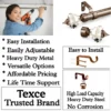 sliding curtain rod with brackets sliding curtain rod with brackets - Three-panel showcase: (1) DIY girl installing a curtain rod with a drill, (2) elegant gold colour curtain rod with crystal ends, and (3) close up of heavy duty steel holder. Overlay text highlights: ‘Easy to install, easily adjustable, heavy duty metal, versatile option, affordable pricing, life time support, heavy load capacity, heavy duty steel, no corrosion and Texce—a trusted brand.