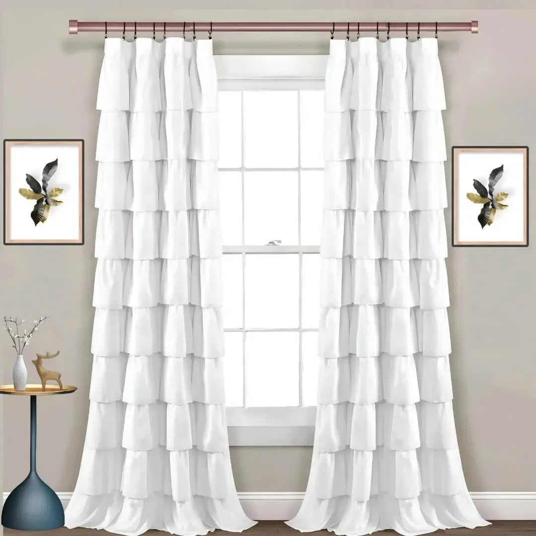 curtain rods for apartment windows curtain rods for windows - Stylish living room with flowing white curtains on adjustable curtain rod installed on a window, paired with a side table, and wall paintings—creating a chic, inviting ambiance